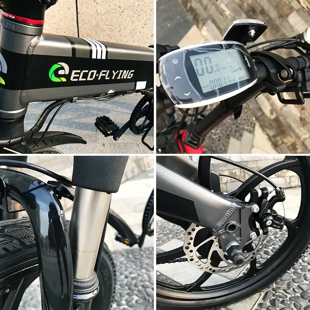 Poză de detaliu cu bicicleta electrică Eco-Flying F501